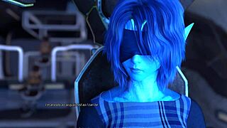 Big tit cyberpunk alien says, 'I'm masturbating in the cockpit.'