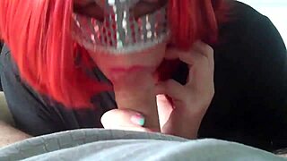 A redhead amateur wife enjoys a homemade session with her partner.