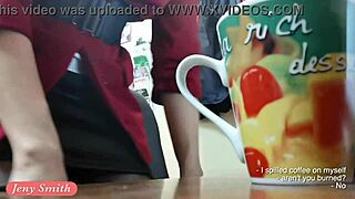 jeny smith strips naked at new job hidden cam