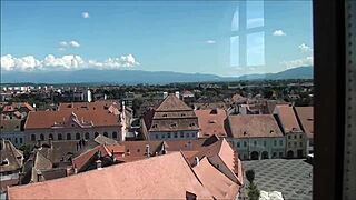 Top view of Sibiu, Romania from a tourist perspective