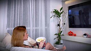 Brazilian Redhead Feels Intense Pleasure Fucking Ghostface on Halloween Night