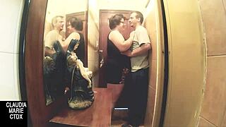 Yo, banging this chubby chick between the walls was insane!