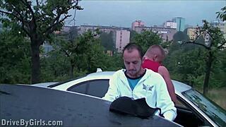 A girl sticks her butt out the car window for some public fucking in a gangbang orgy. 😏