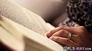 Busty blonde babe gets bound for lesbian fingering