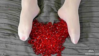 nylon feet tease with hearts