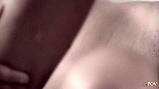 Artistic lesbian video: two brunettes kiss and fuck trimmed pussies