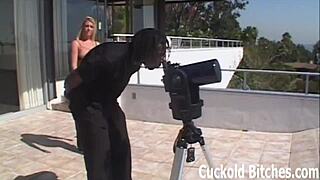his big black cock is so much bigger than yours, slave wife watches