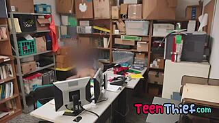 hot teen 18+ thief punished by guard 😈