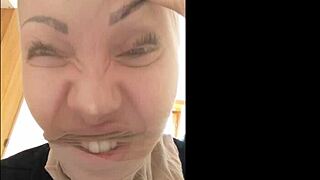 I have a pig face and nose with stockings on my face