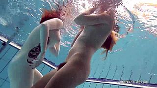 Katrin privsem and lucy gurchenko are underwater babes in bikinis at the pool