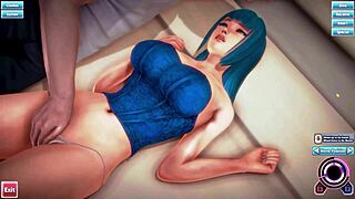 Honey select features sarutobi yuuki as a stunning 3d blue haired beauty in anime style