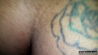 at the party, the ebony babe gets bound and used freely with her hairy wet pussy