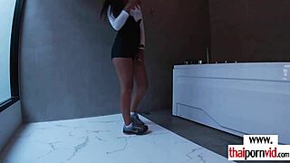 I love how my Asian teen girlfriend gives me a footjob