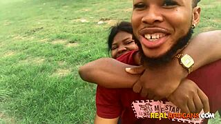 Curvy ebony deepthroats her boyfriend's cock