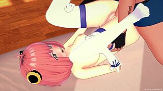 Anya returns wet from the pool, hot and craving a big cock in this adult anime version!