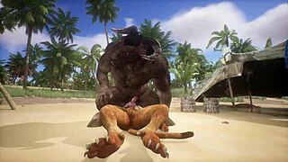 minotaur and lion share a moment in the wildlife setting