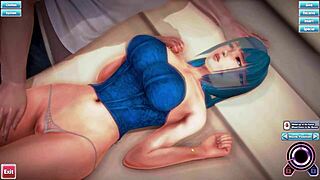 Honey select features sarutobi yuuki as a stunning 3d blue haired beauty in anime style