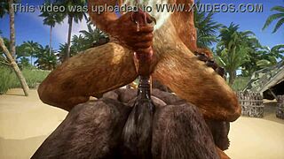 minotaur and lion share a moment in the wildlife setting