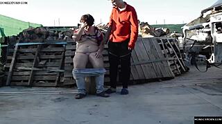 Outdoor sex on a tree stump in Spanish amateur video