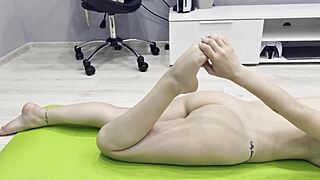 hey, russian student strips for naked yoga session