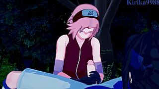 Sakura and Naruko fuck Sasuke intensely