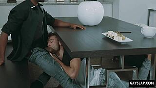 Hot Black Gay Bodybuilder Barebacks Muscular French Guy