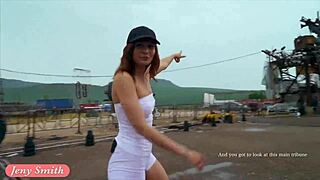 Jeny Smith Shows Cameltoe in Tight Suit