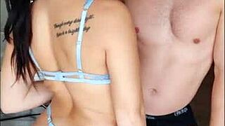 big booty brunette reality tv star deepthroats and gets doggystyled