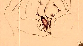 Vintage erotic illustration features retro anime hentai scenes