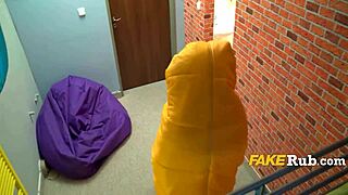 Is christmas gift a big tits girl for blowjob in dorm?