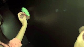 Slim girl dances and orgasms at night club gloryhole