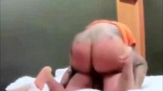 this chubby tgirl is fucking a fag. cum on mouth action!