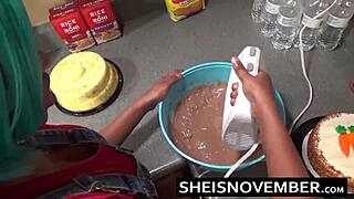 step brother convinces cute step sister msnovember to fuck in kitchen with blowjob and doggy