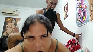 Latina gives super blowjob to stepfather