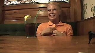 Teen with braces rubs herself in public spot - Little Summer