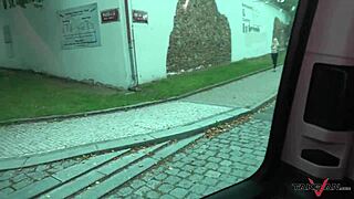 迷人金发被捡起户外猛干