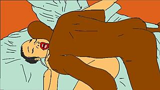 lonely african babe meets local nailcutter. ebony cartoon anime leads to intimate encounter.