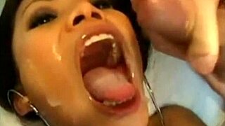Asian teens get cumshots from 10-inch cocks in compilation.