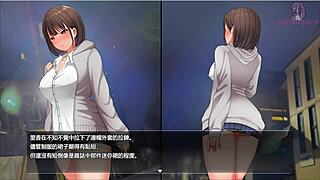 Exhibitionist girl exposes herself during night walk in hentai