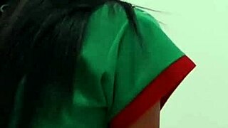 Feeling festive as I celebrate Christmas in my suit, little 18+ taking off clothes while dancing sexy on the desk with horny milf brunette.