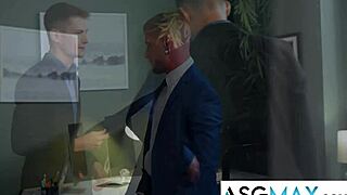 Hot guys sneak hookup in office parody 😏