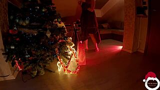 Let's do Christmas anal, she says, using the dildo on her asshole.