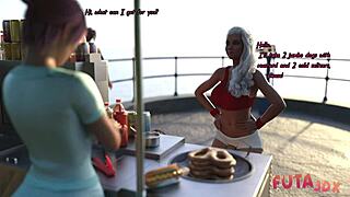 Hot brunette can't stop sucking her futa GF's big dick in Futa3DX