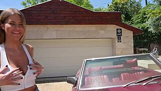 Slutty carwash bffs kitana lure and zlata shine share hard cock by pool