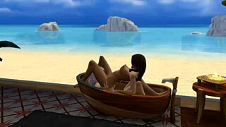 seraphina meets the neighbor in the sims 4 game at the beach