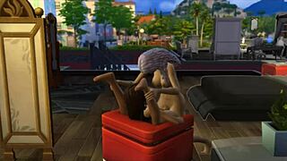 seraphina meets the neighbor in the sims 4 game at the beach