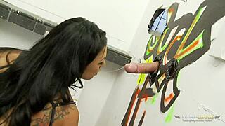 Busty brunette girl gets surprised with a fat dick