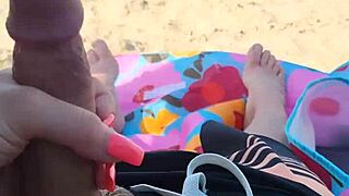 getting him off with a hot blowjob on public beach. pure thrill!
