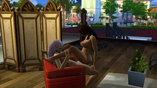 seraphina meets the neighbor in the sims 4 game at the beach