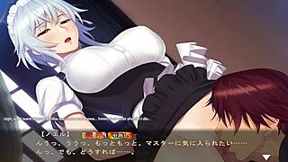 maid san sucks big tits and swallows cum
